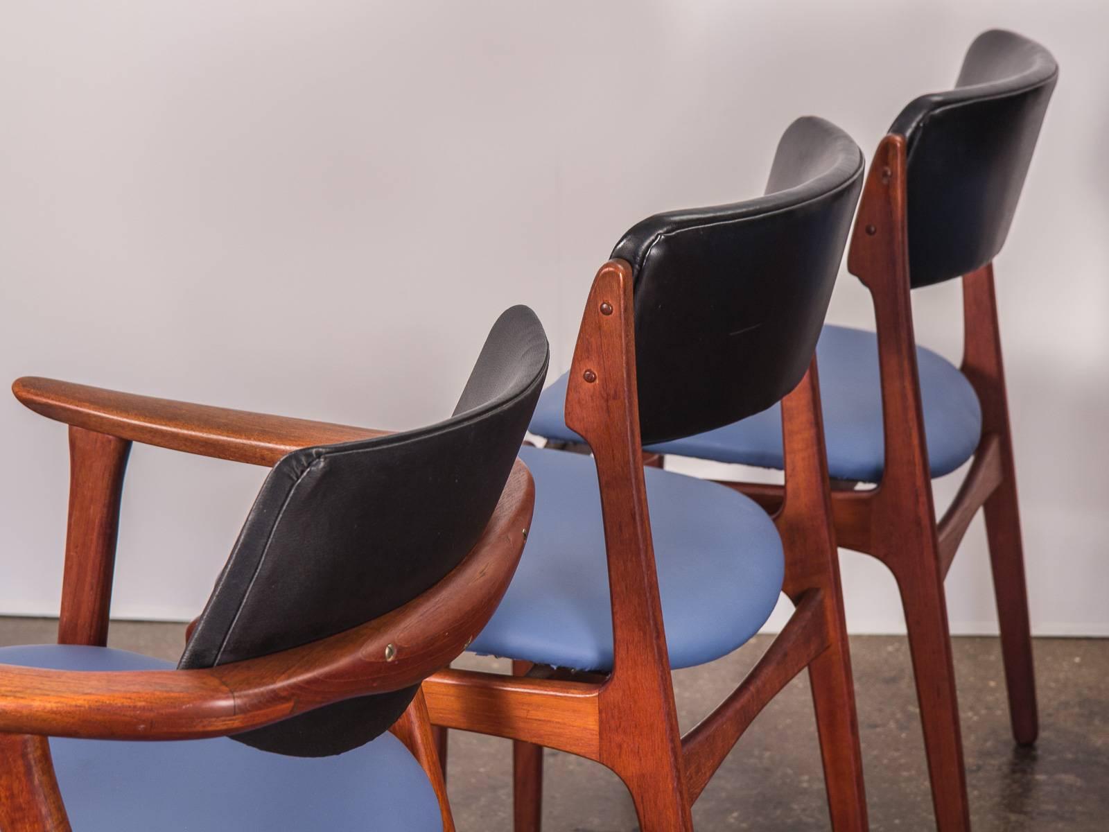 Teak Set of Six Erik Buck Style Dining Chairs