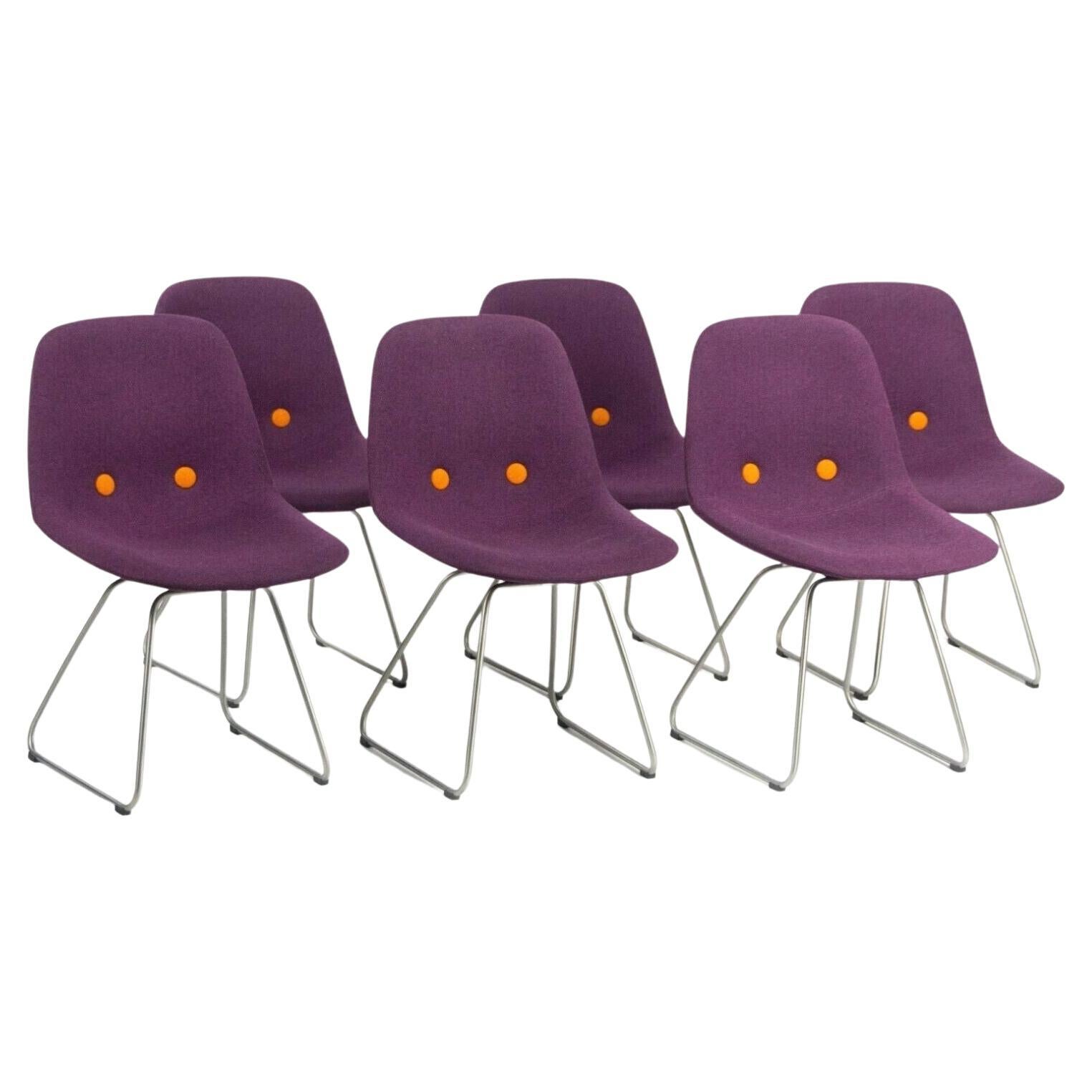 Set of 6 Erik Jorgensen EJ 2 Eyes Chair by Foersom + Hiort-Lorenzen in Purple For Sale