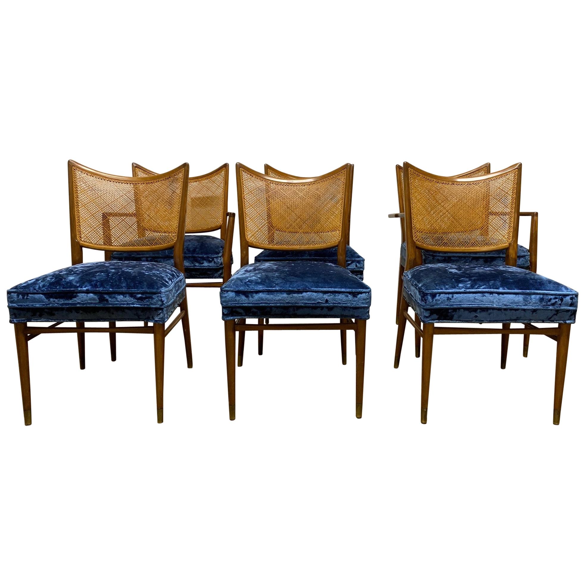 Set of 6 Erno Fabry Cane Back Dining Chairs For Sale