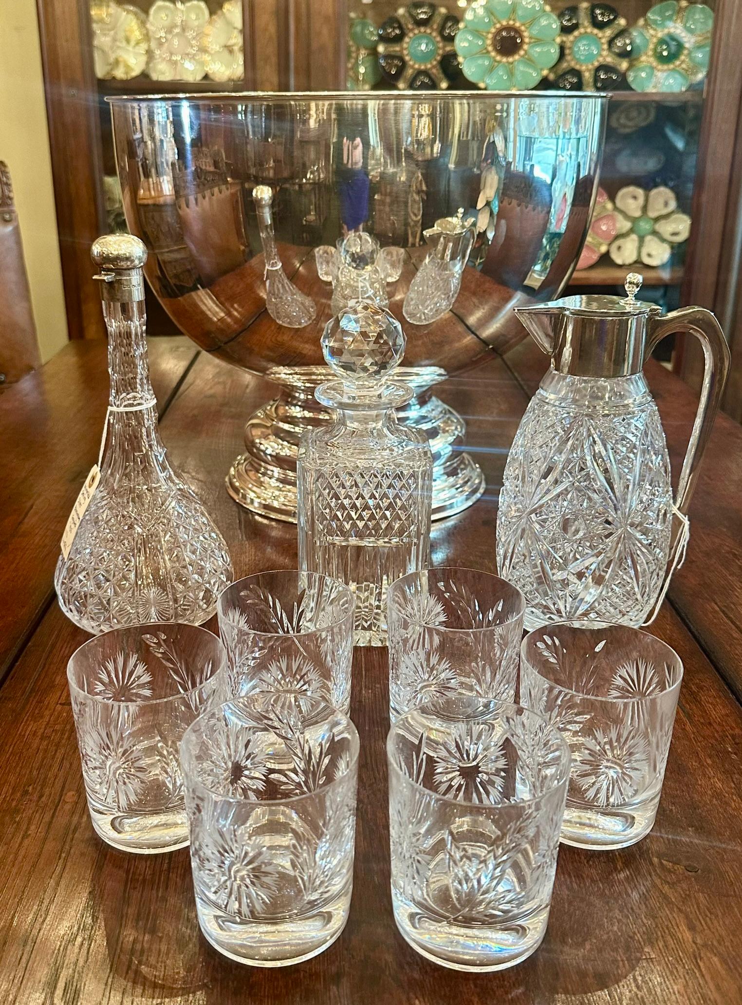 Set of 6 Estate American Cut Crystal Double Old Fashioned Glasses. For Sale 1