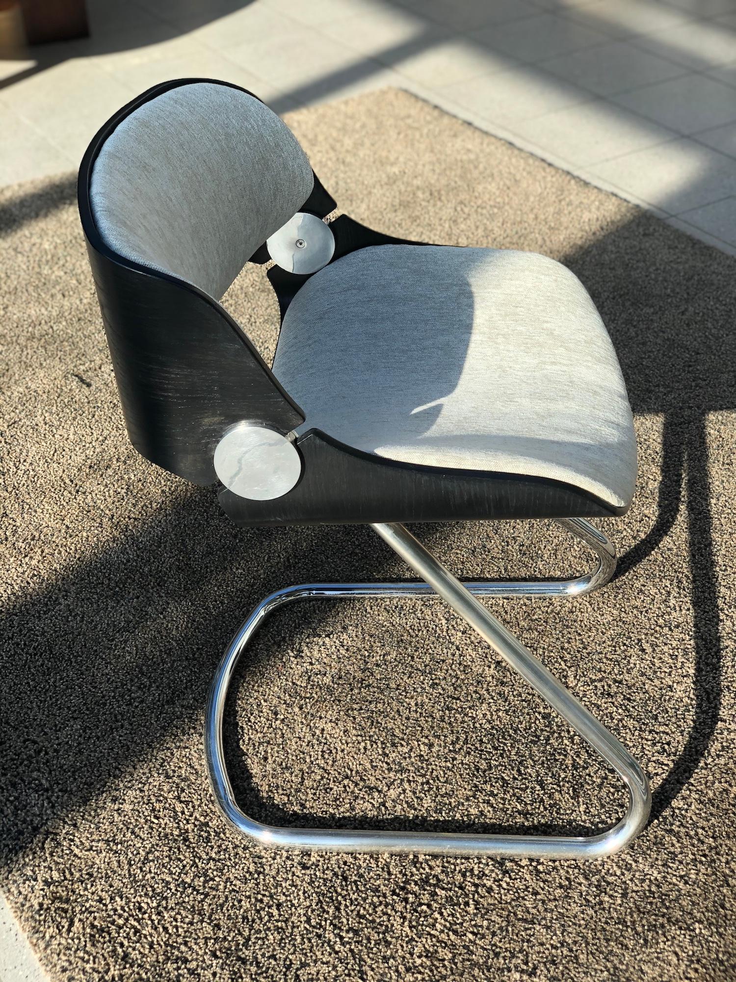 Modern Set of 6 Etienne Fermigier Chairs Fully Restored, 1970 For Sale