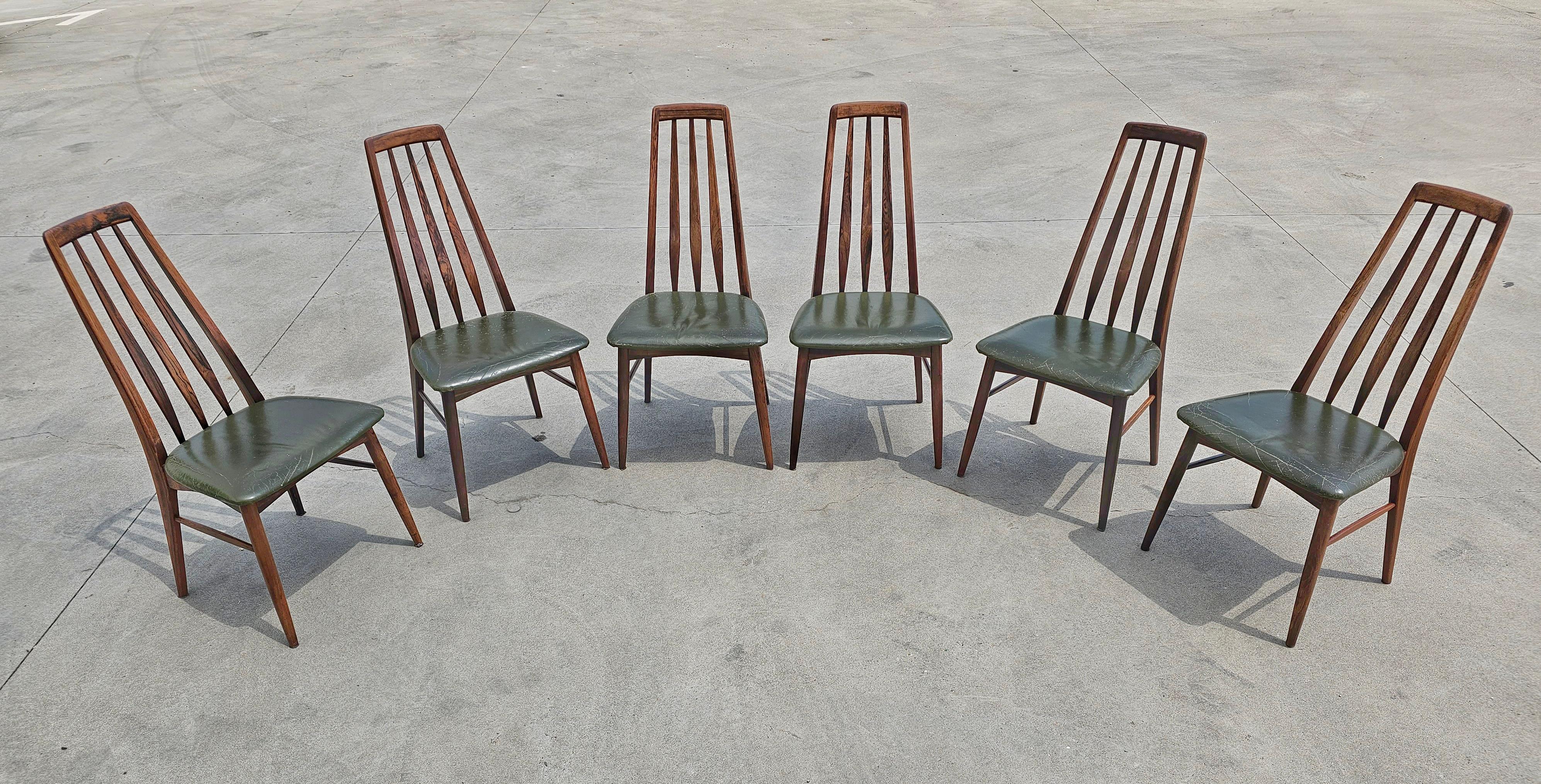 Danish Set of 6 Eva Chairs done in Rosewood designed by Niels Koefoed, Denmark 1960s For Sale