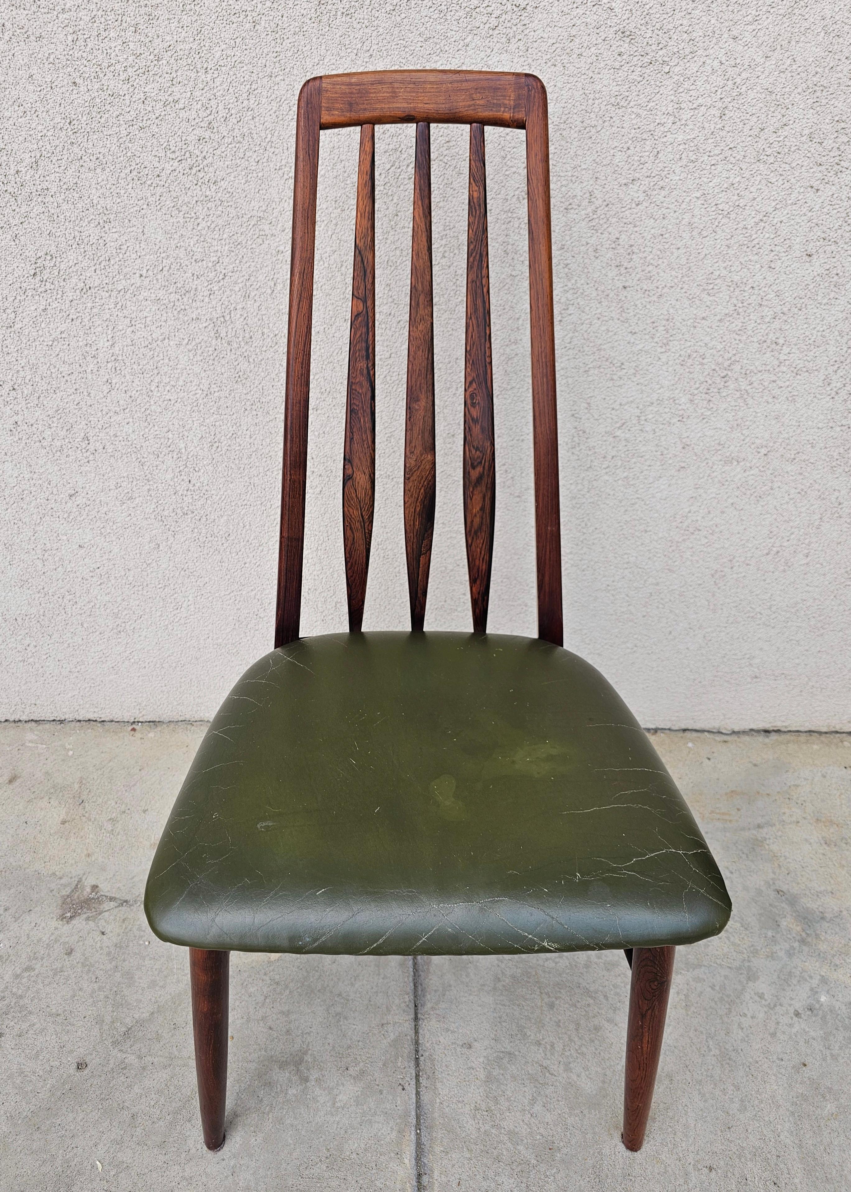 Mid-20th Century Set of 6 Eva Chairs done in Rosewood designed by Niels Koefoed, Denmark 1960s For Sale