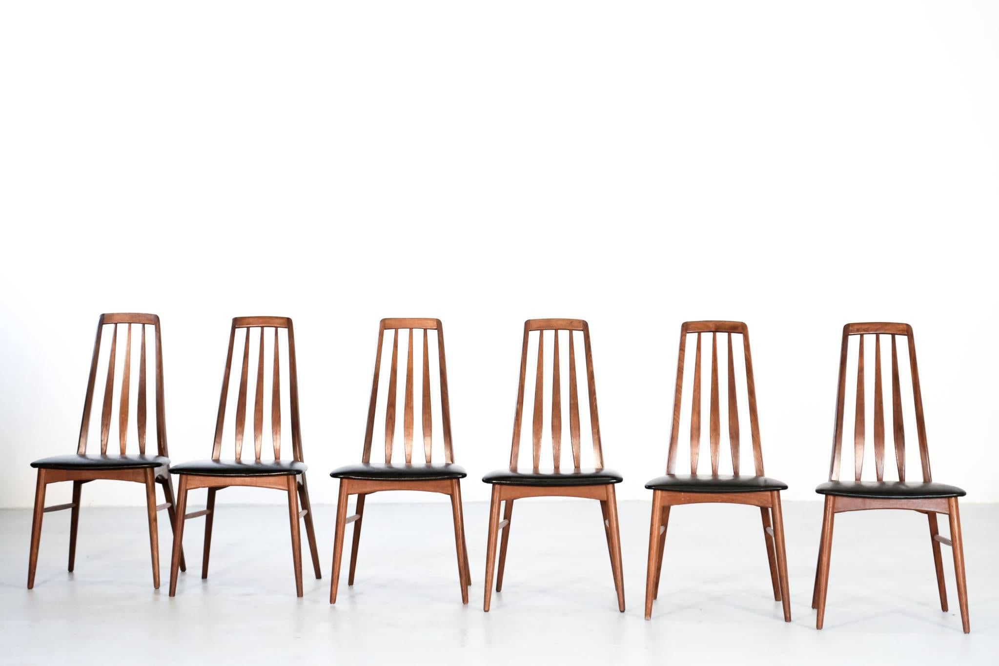 Set of six Danish chairs designed by Niels Koefoed, model Eva for Koefoed Hornlest.
 