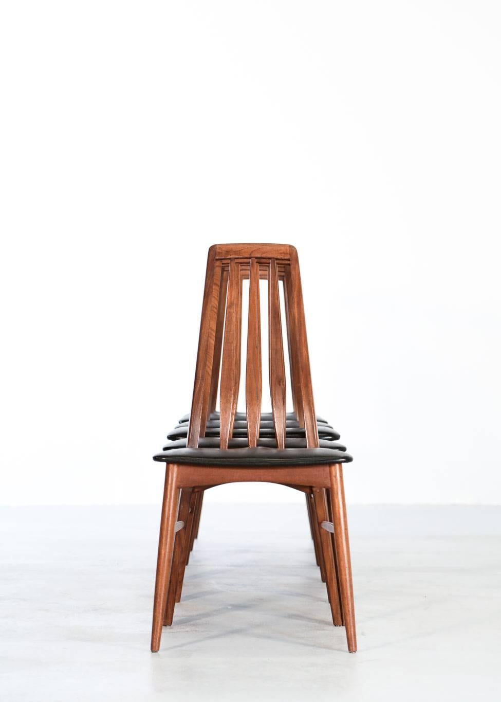 Danish Set of Six Eva Chairs Niels Koefoed Model 