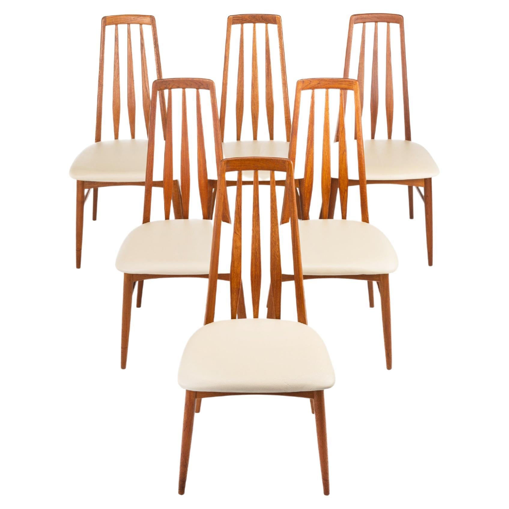 Set of 6 
Eva
 dining chairs in teak and cream