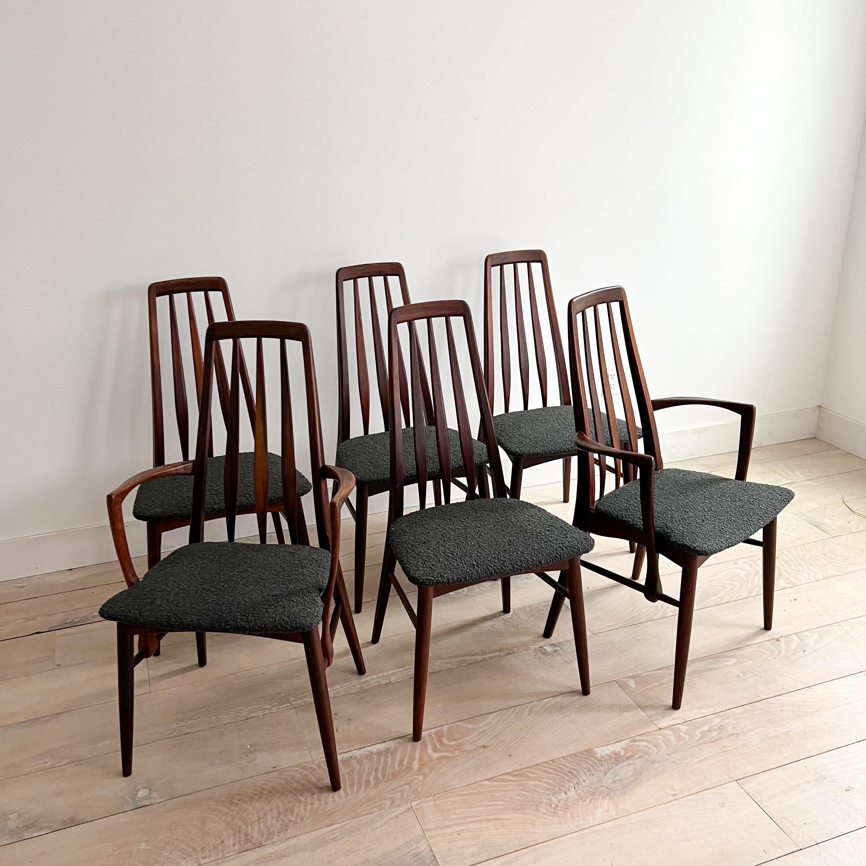Elevate your dining experience with this stunning set of 6 mid-century modern dining chairs by Neils Koefoed, renowned for their exceptional craftsmanship. Known as the 