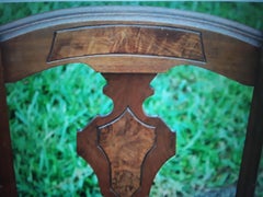 Set of 6 Exotic Burl Amboyne Inlay with Hand Stitched Seat - Dining Chairs