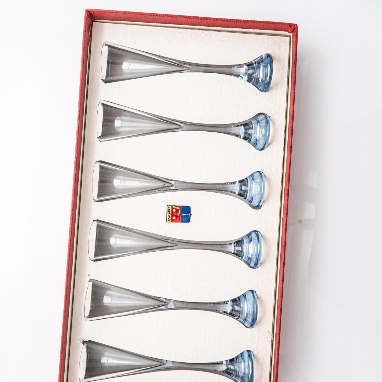 Late 20th Century Set of 6 Exquise Baccarat Crystal Pieces, Design R Rigot France Nancy For Sale