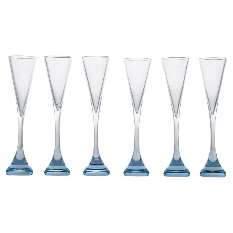 Flûtes Champagne Baccarat Orsay Blue - Lot De 6 Pièces | Cristal Français - Coupe Élégante