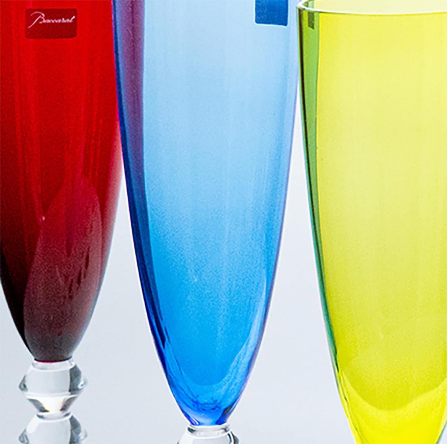 Set von 6 exquisiten, mehrfarbigen Baccarat-Flötenkristallgläsern aus Kristall, Frankreich (Sonstiges) im Angebot