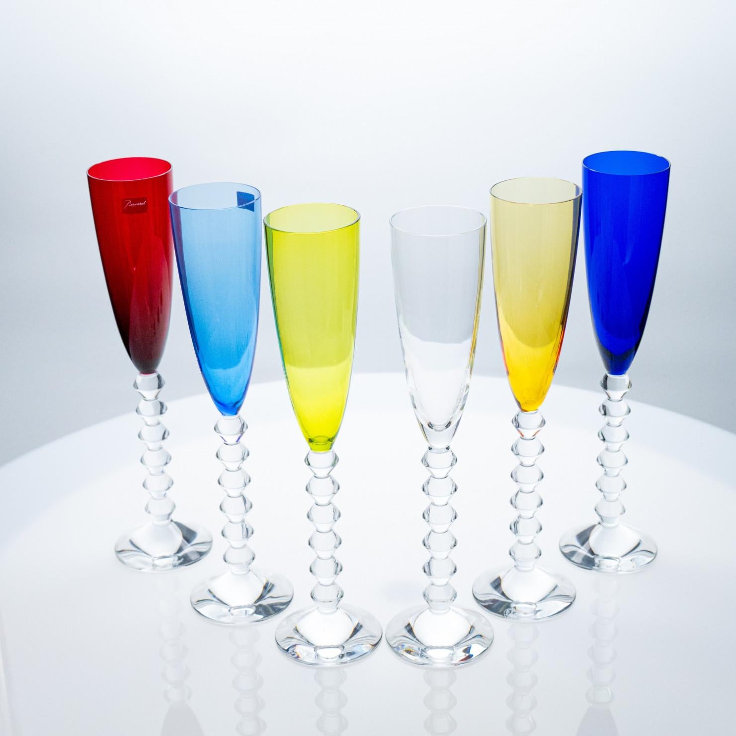 Set di 6 bicchieri flute di cristallo Exquise Multi Color Baccarat, Francia in vendita 1