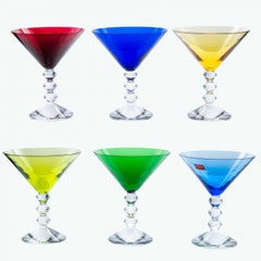 Set of 6 Exquise Multi Color Baccarat Martini Crystal glasses, France