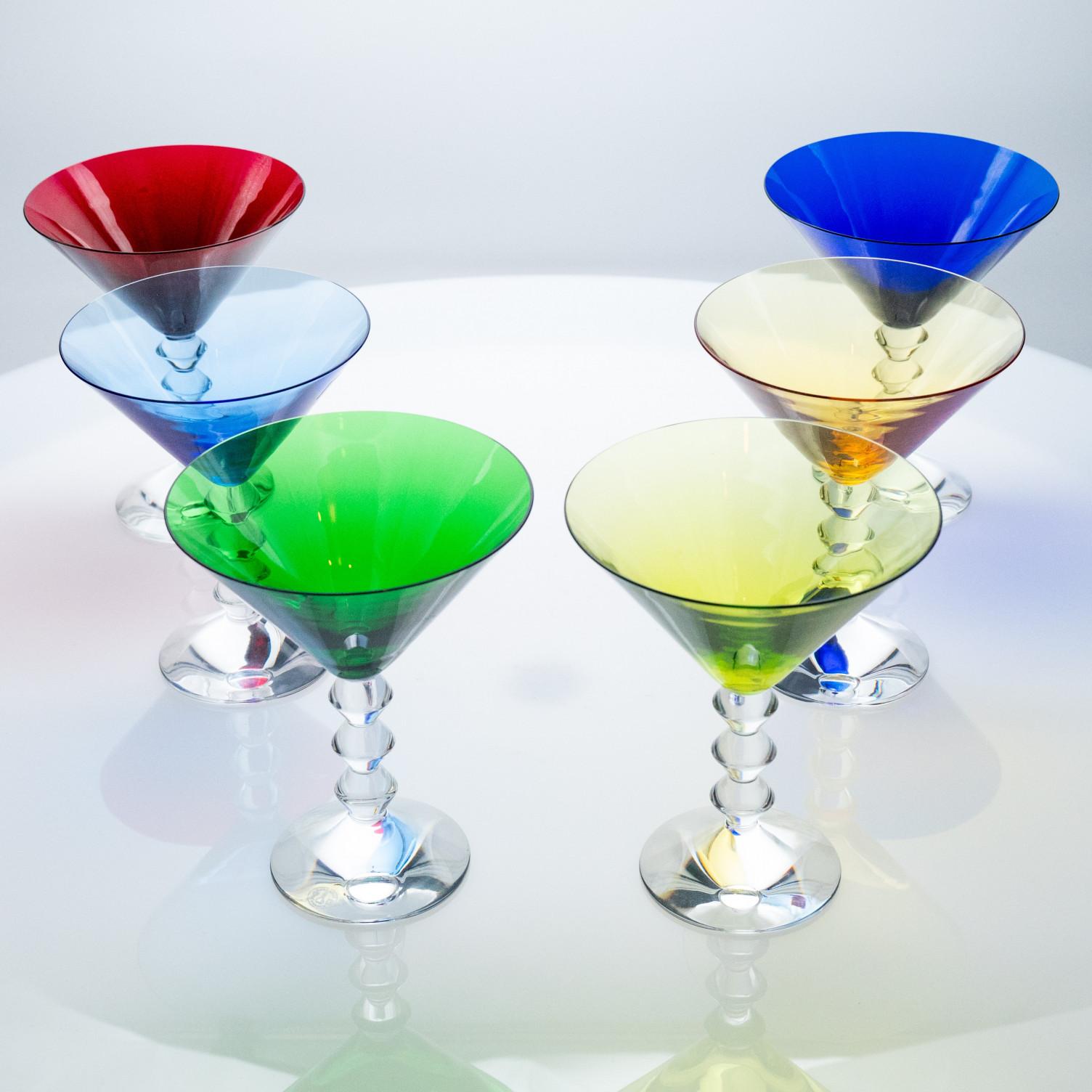 Juego de 6 copas Exquise Multi Color Baccarat Martini Crystal, Francia Cristal en venta
