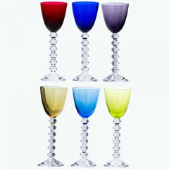 Juego de 6 copas de cristal para vino Exquise Multi Color Baccarat, Francia