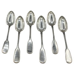 Vintage Set of 6 Faberge 84 Zolotniks (.875) Standard Silver Tablespoons, circa 1880
