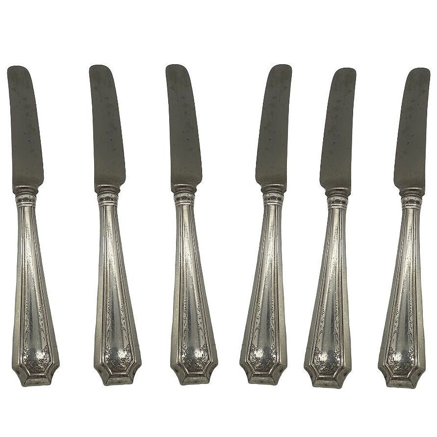 Ensemble de 6 couteaux creux français Fairfax n° 2 de Durgin, 1910