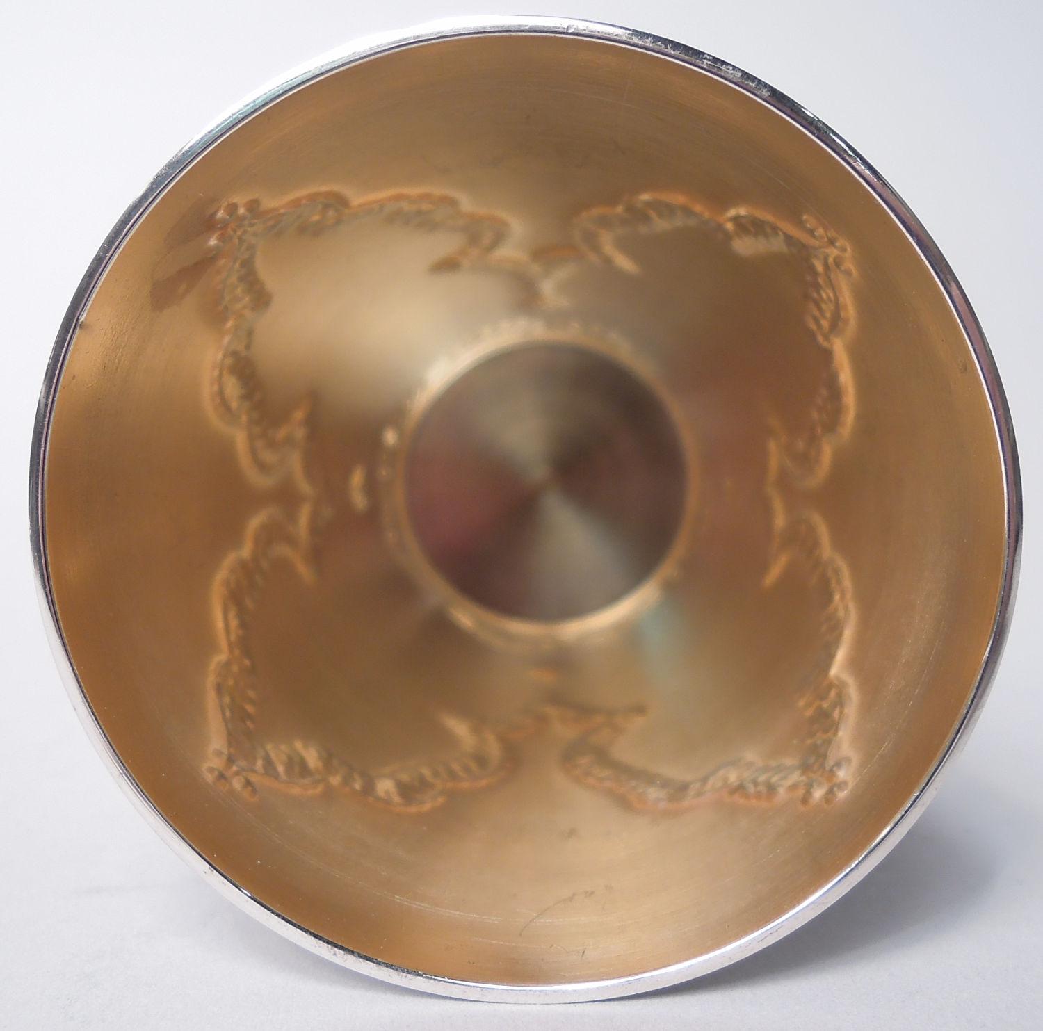 20th Century Set of 6 Fancy Sterling Silver Kiddush Wine Cups For Sale
