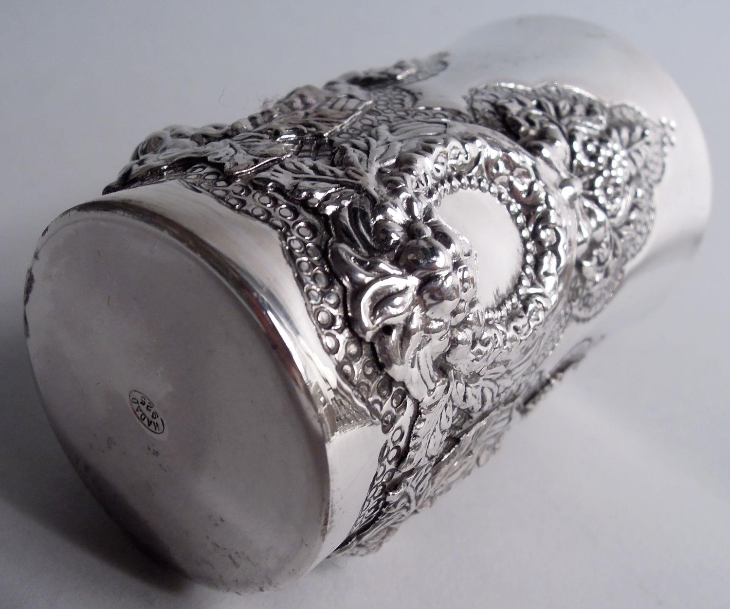 Set of 6 Fancy Sterling Silver Kiddush Wine Cups For Sale 1