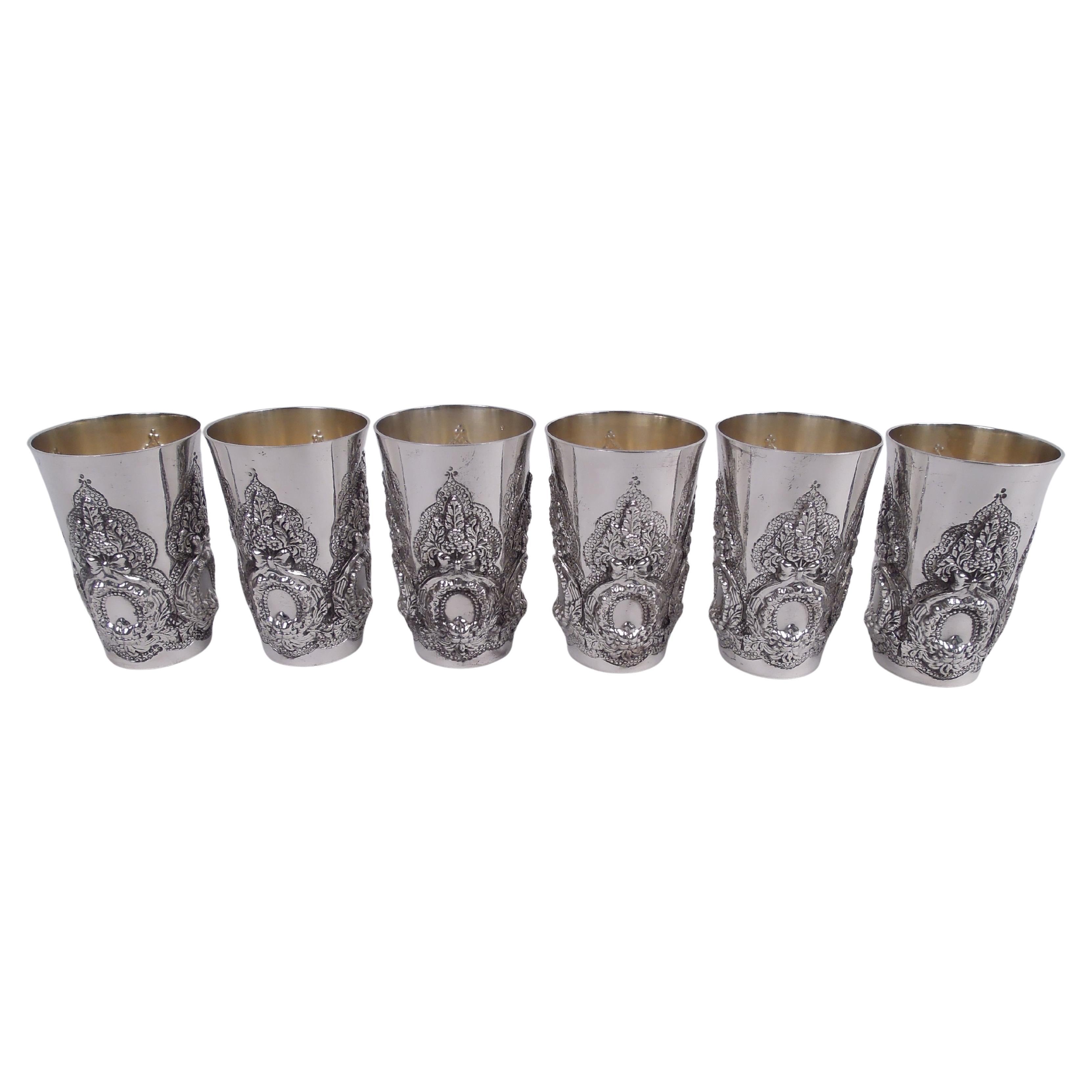 Set di 6 eleganti tazze da vino Kiddush in argento sterling