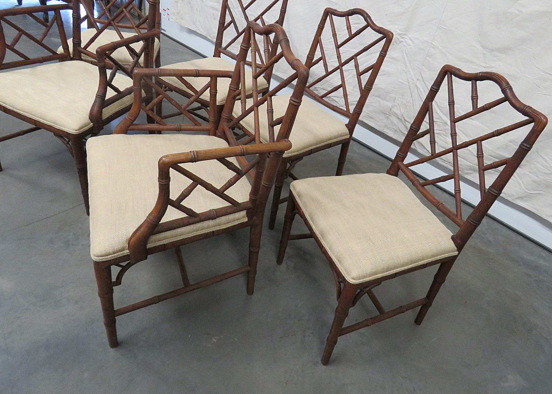 Chippendale Set of 6 Faux Bamboo Dining Chairs