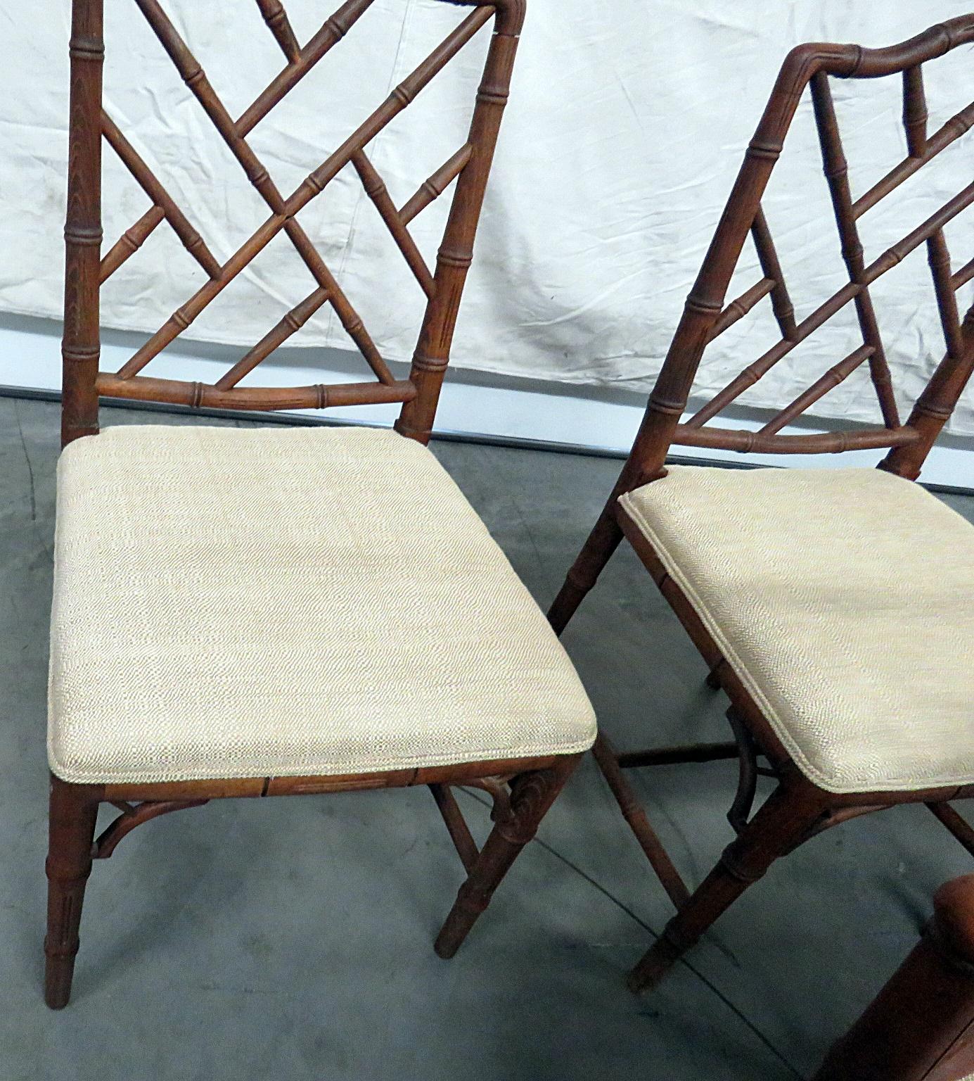 Upholstery Set of 6 Faux Bamboo Dining Chairs