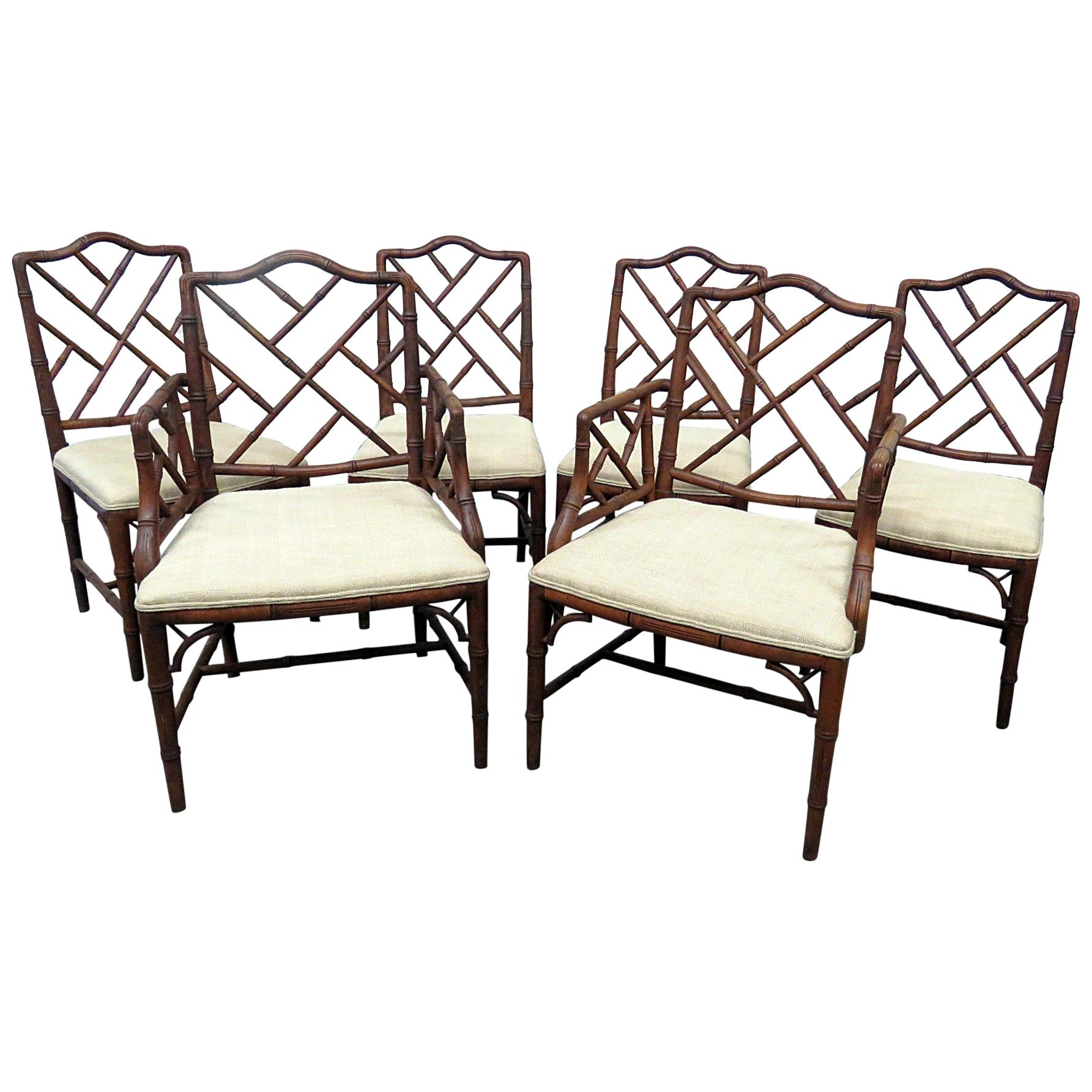 Set of 6 Faux Bamboo Dining Chairs