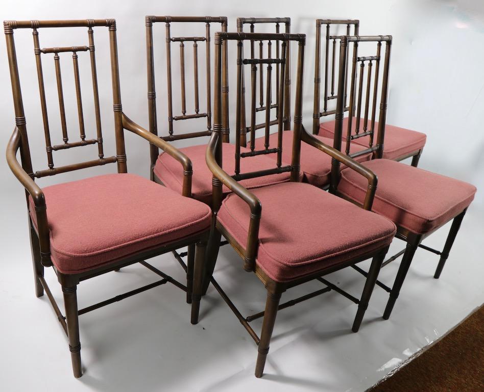 Set of 6 Faux Bamboo Dining Chairs in the style of McGuire For Sale 3