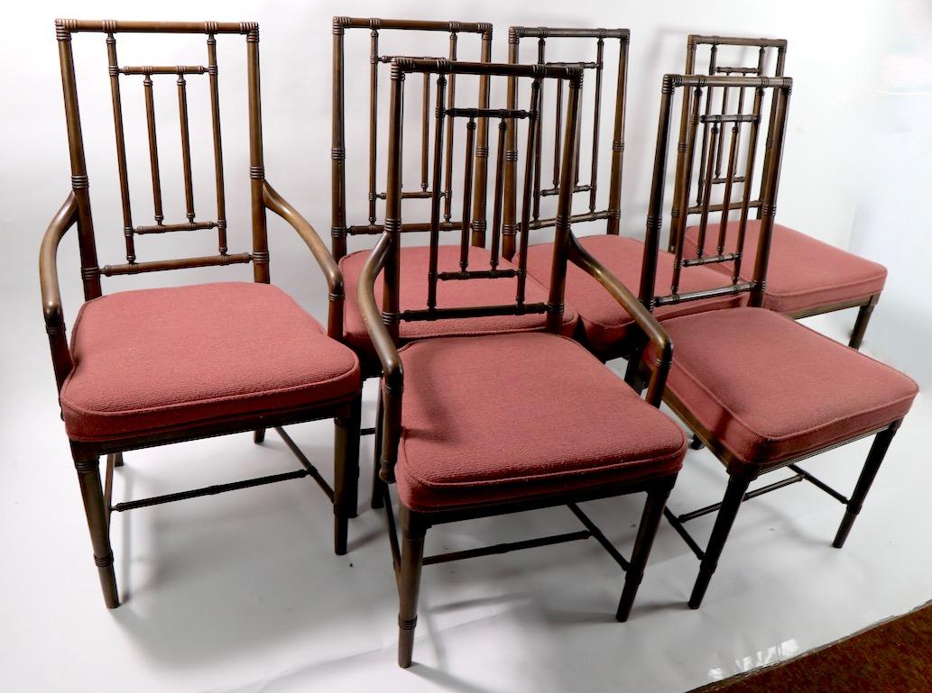 Set of 6 Faux Bamboo Dining Chairs in the style of McGuire For Sale 4