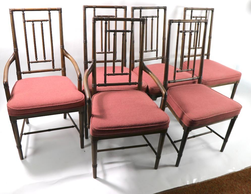 Set of 6 Faux Bamboo Dining Chairs in the style of McGuire For Sale 5