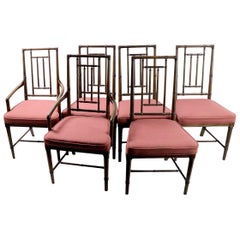 Set of 6 Faux Bamboo Dining Chairs in the style of McGuire