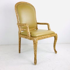 Set of 6 Faux Tobacco Leaf Finish Dining Chairs