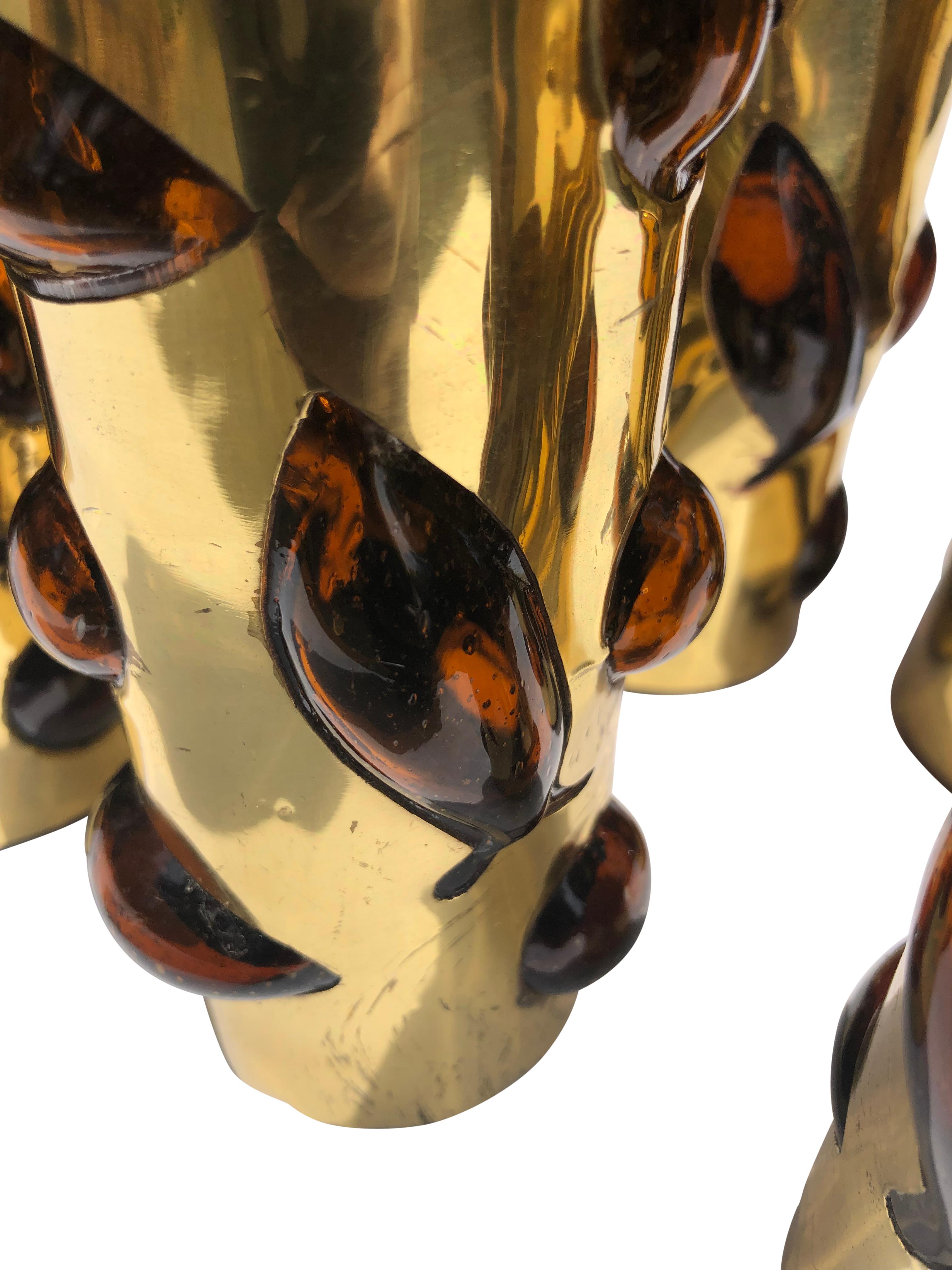Mexican Set of 6 Felipe Derlfinger Caged Amber Tom Collins Glasses