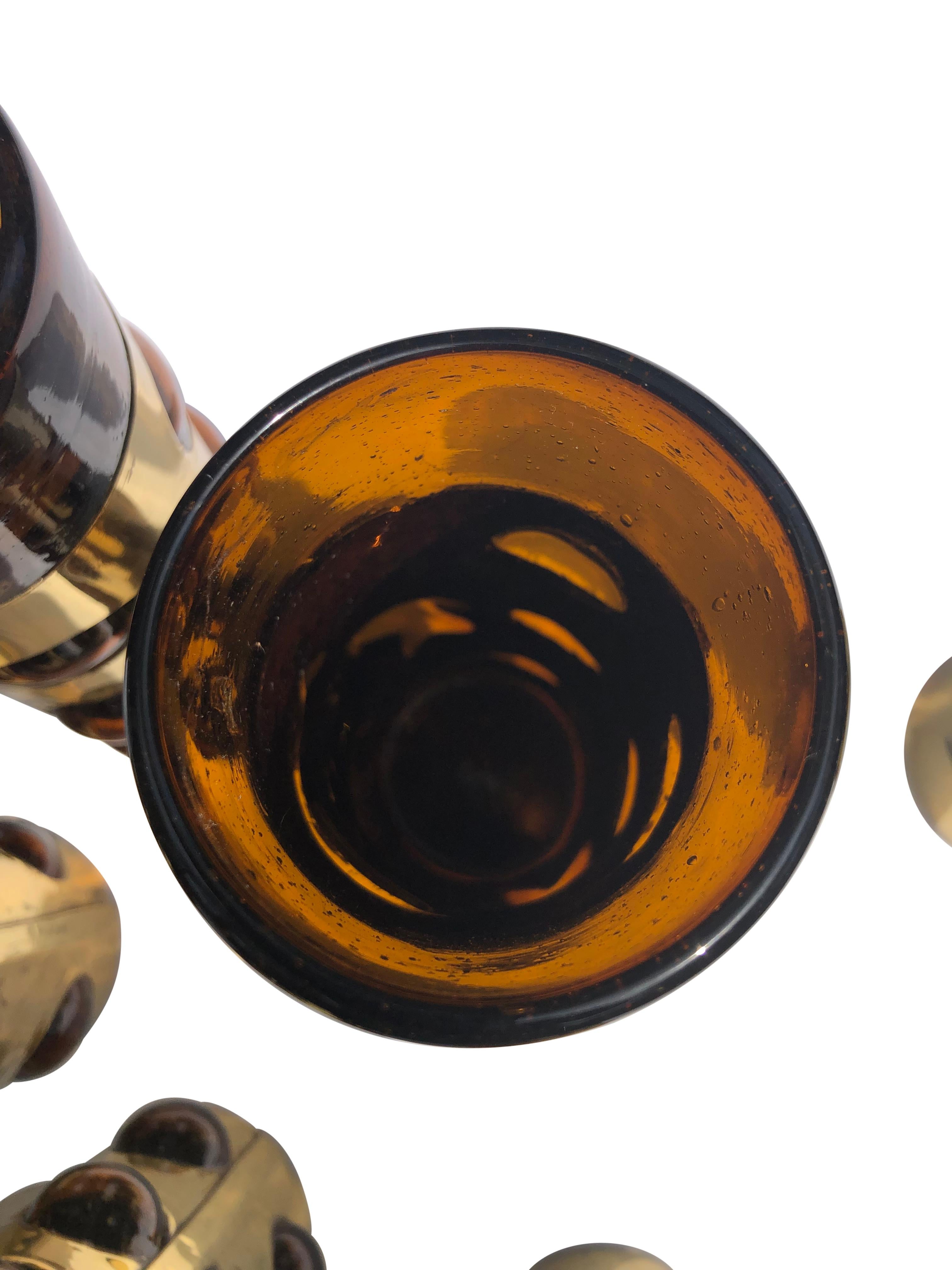 Set of 6 Felipe Derlfinger Caged Amber Tom Collins Glasses In Good Condition In Chapel Hill, NC
