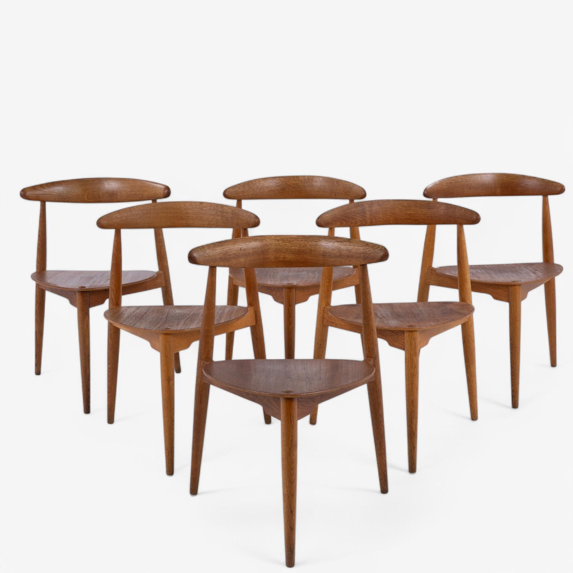 Set di 6 FH 4103 - 'Sedia cuore' in teak di Hans J. Wegner in vendita 2