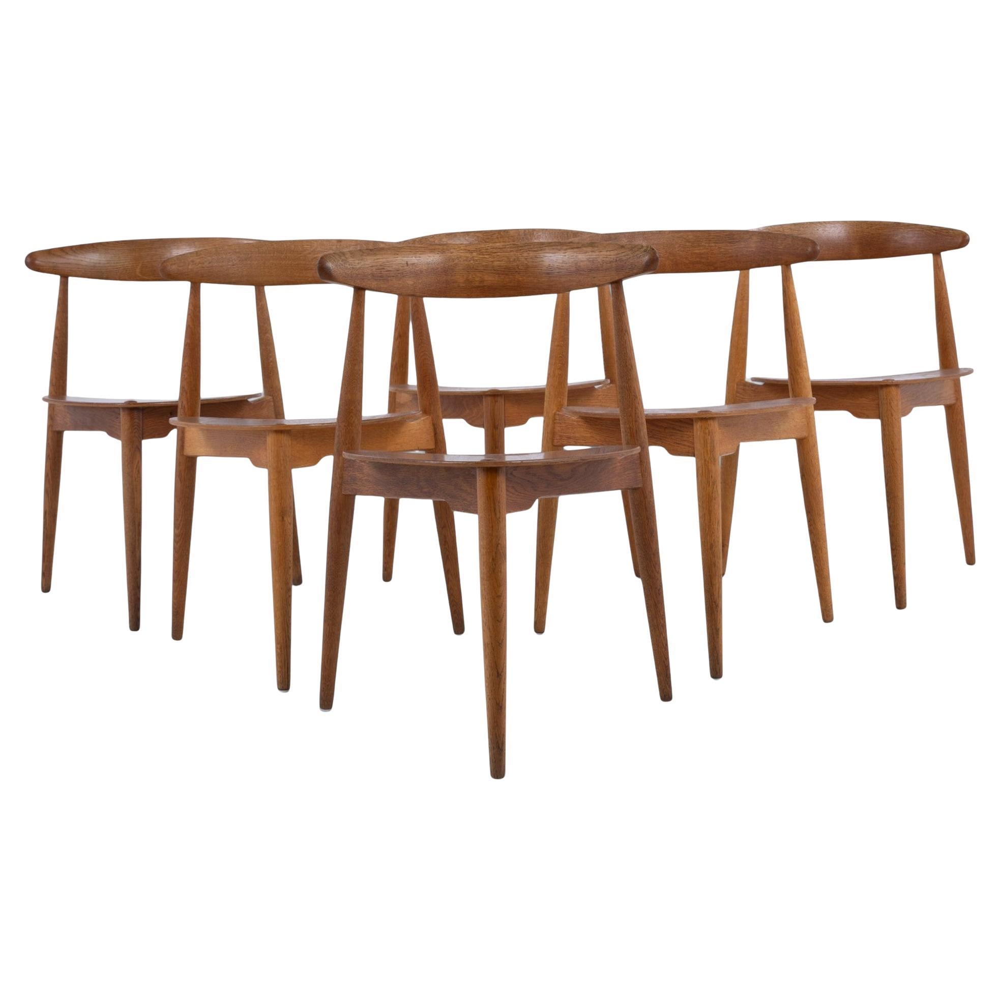 Set of 6 FH 4103 - 'Heart chair' in teak by Hans J. Wegner