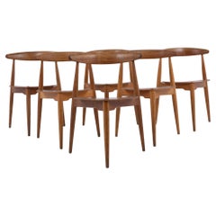 Ensemble de 6 FH 4103 - « Chaise Heart » en teck de Hans J. Wegner