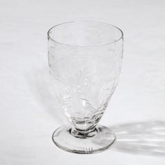 Set of 6 Fine Art Deco Cut Crystal Water Glasses with Foliate Motifs