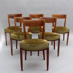 Conjunto de 6 finas sillas de comedor francesas de los años 30 de Jules Leleu