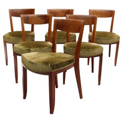 Conjunto de 6 finas sillas de comedor francesas de los años 30 de Jules Leleu