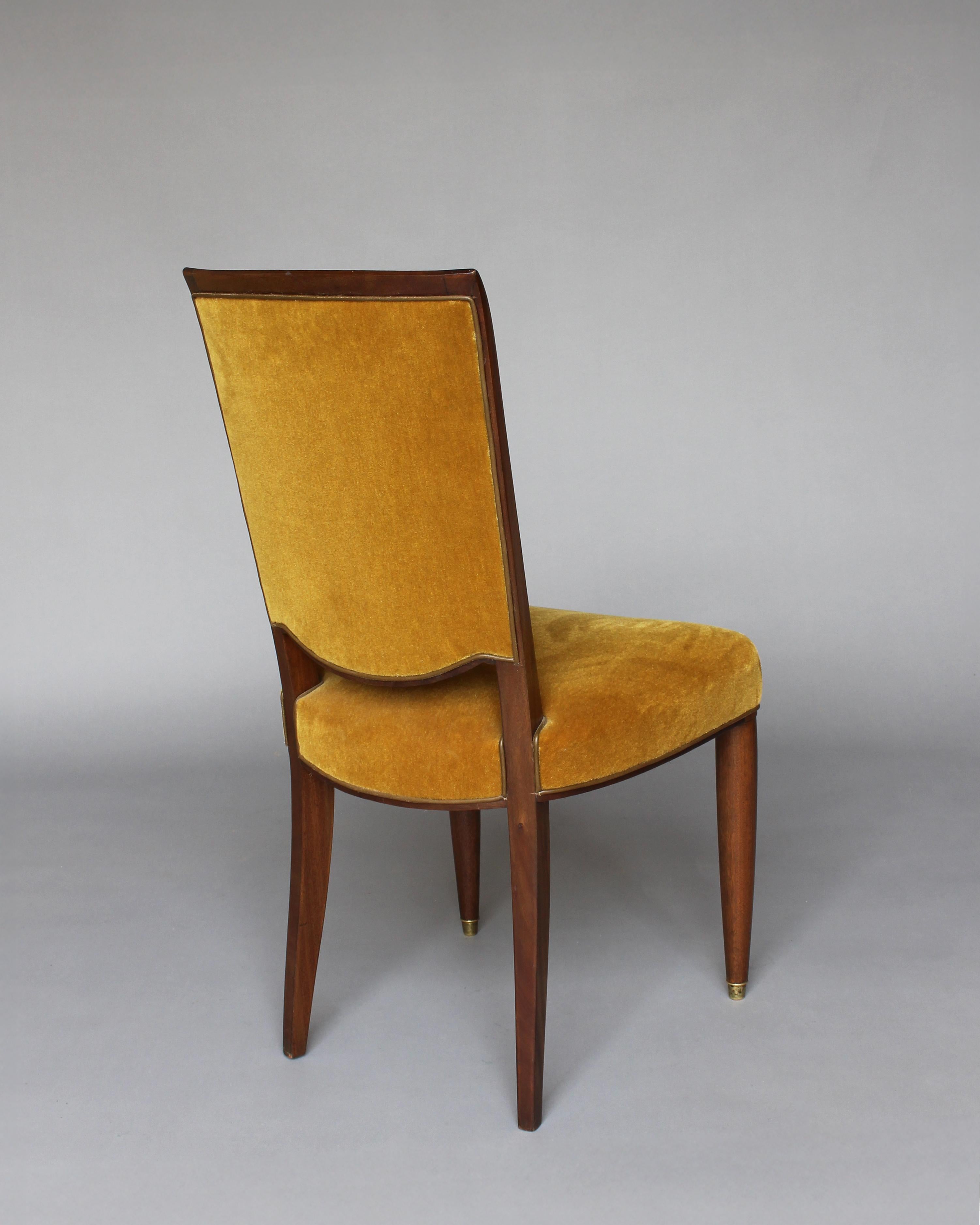 Set di 6 sedie da pranzo in mogano francese degli anni '40 di Jules Leleu in vendita 1