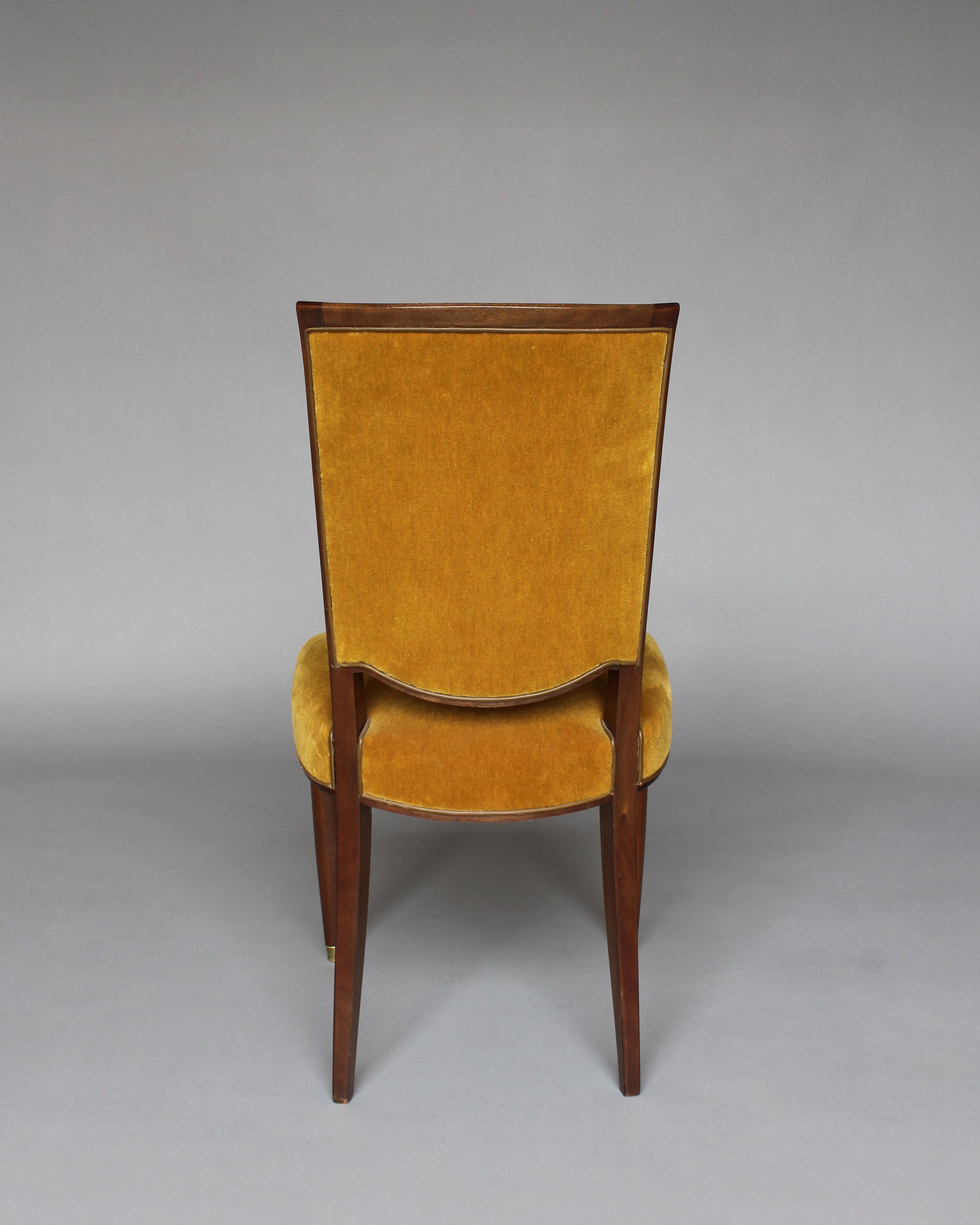 Set di 6 sedie da pranzo in mogano francese degli anni '40 di Jules Leleu in vendita 2