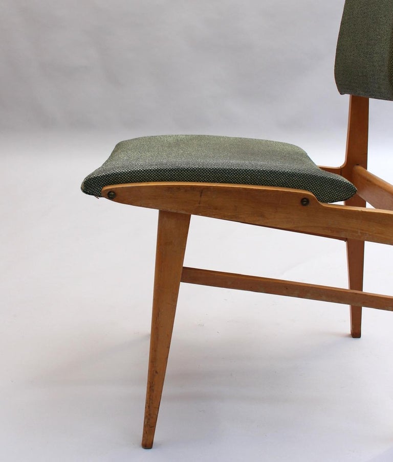 Set of 6 Fine French 1950s Beech Dining Chairs For Sale 10