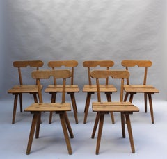 Set di 6 sedie da pranzo in faggio francese degli anni '50