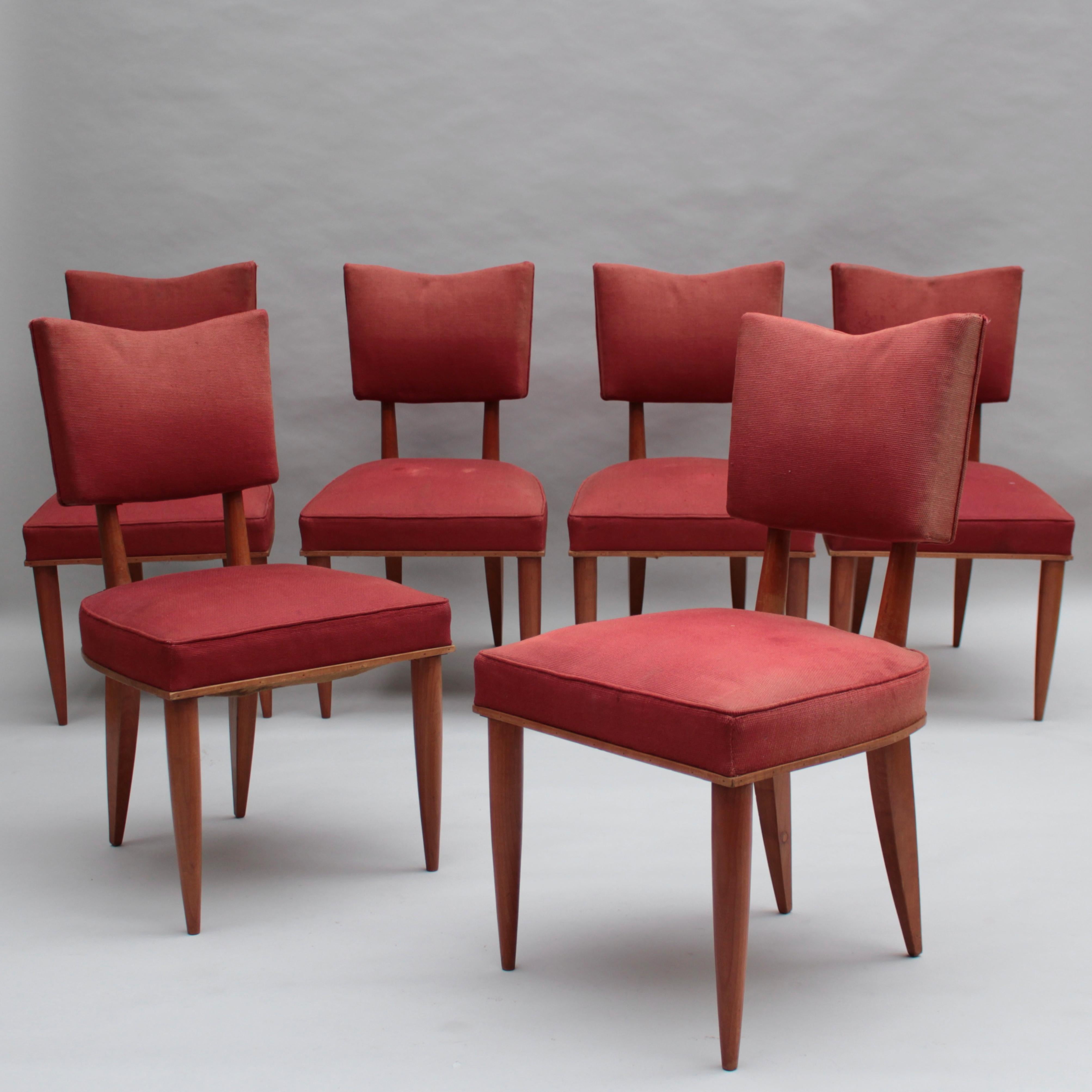 Ensemble de 6 chaises de salle à manger en merisier massif des années 1950 en vente 7
