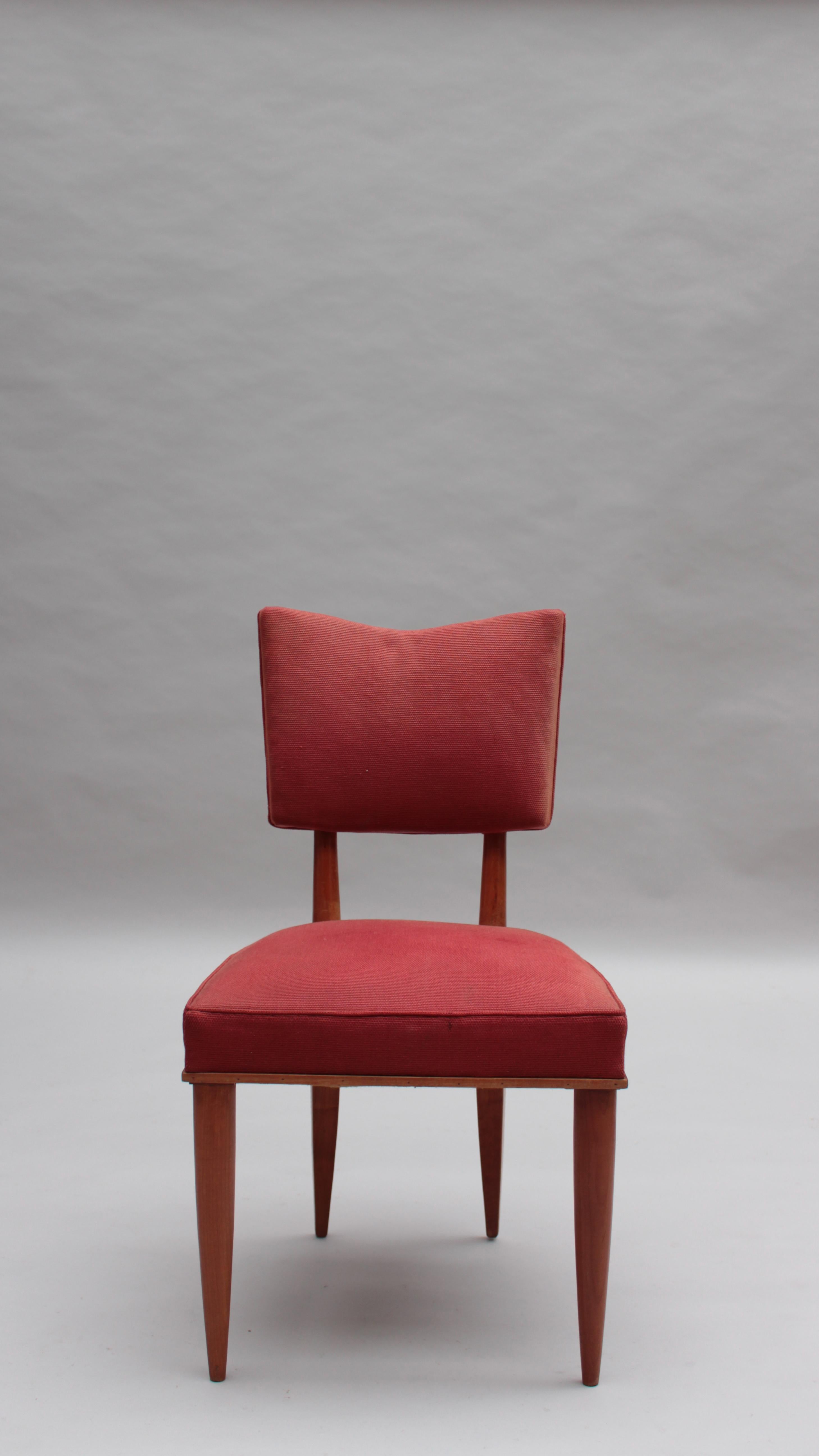 Mid-Century Modern Ensemble de 6 chaises de salle à manger en merisier massif des années 1950 en vente