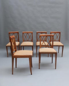 Set of 6 Fine French 1950s Walnut Dining Chairs