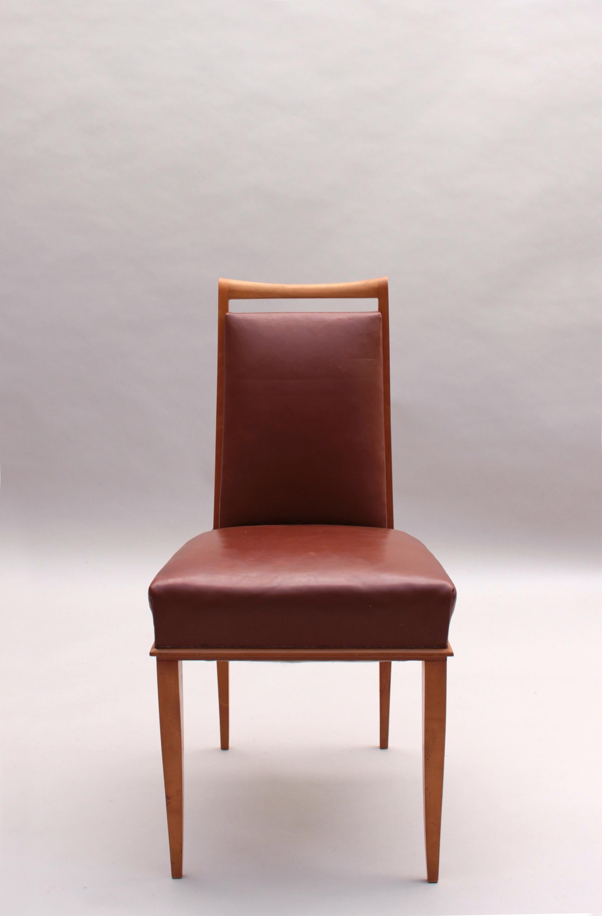 Mid-Century Modern Ensemble de 6 chaises de salle à manger Art déco françaises par Etienne-Henri Martin en vente