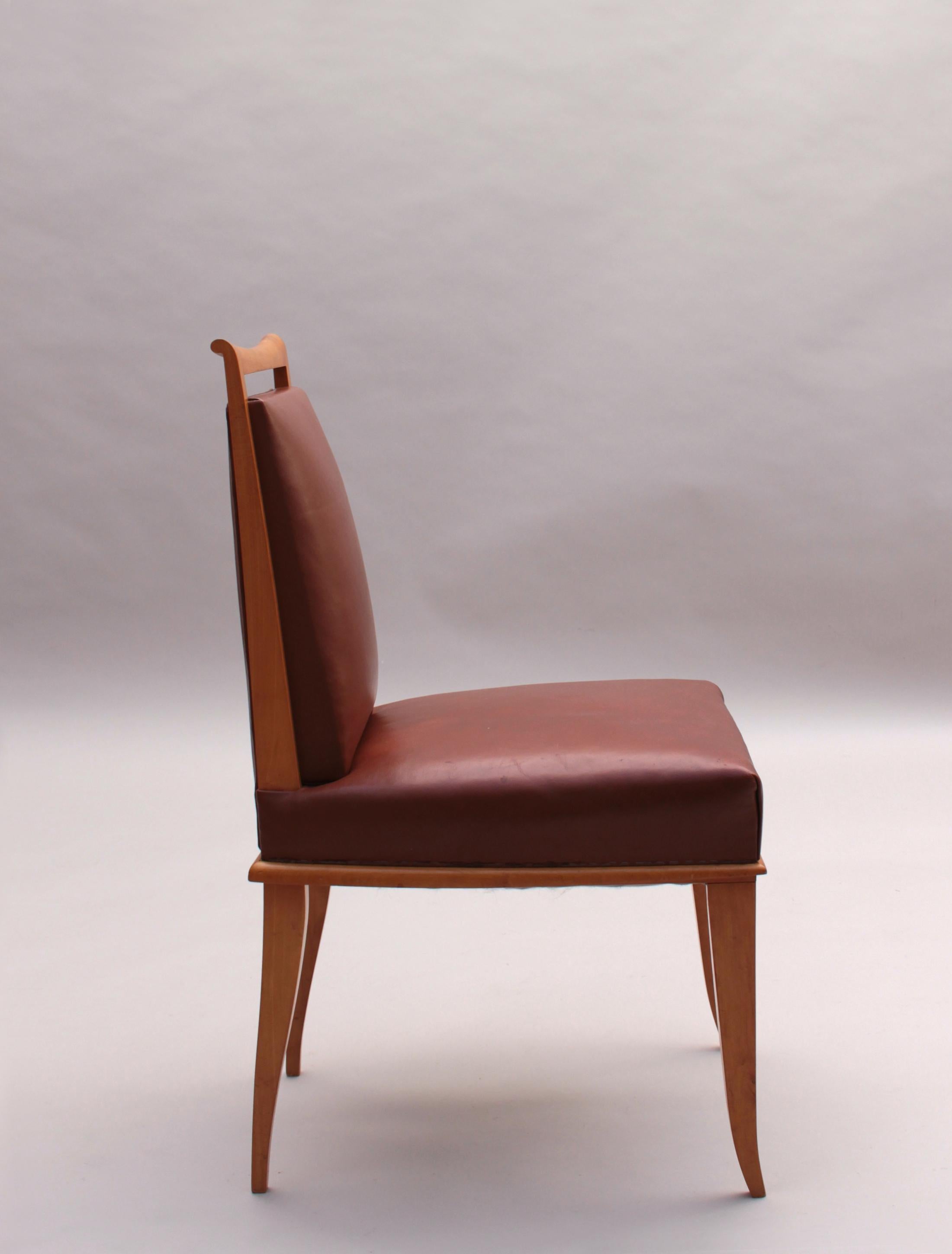 Mid-20th Century Set of 6 Fine French Art Deco Dining Chairs by Etienne-Henri Martin For Sale