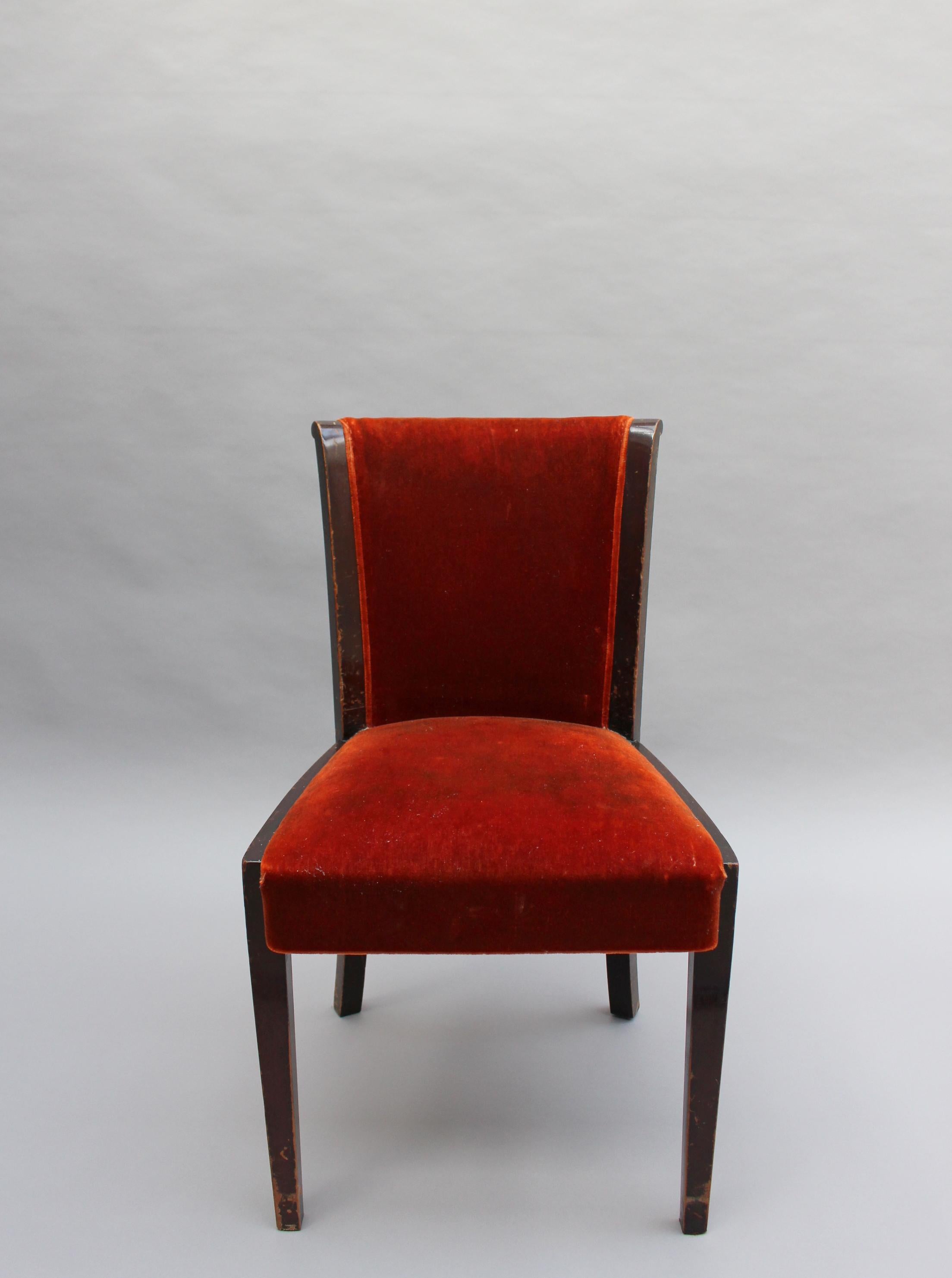 Mahogany Set of 6 Fine Belgium Art Deco Chairs by De Coene (4 Side and 2 Arm) For Sale